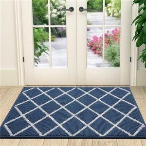 Indoor Door Mat, Non-Slip Absorbent Resist Dirt Entrance Rug, 20" x 32", Navy